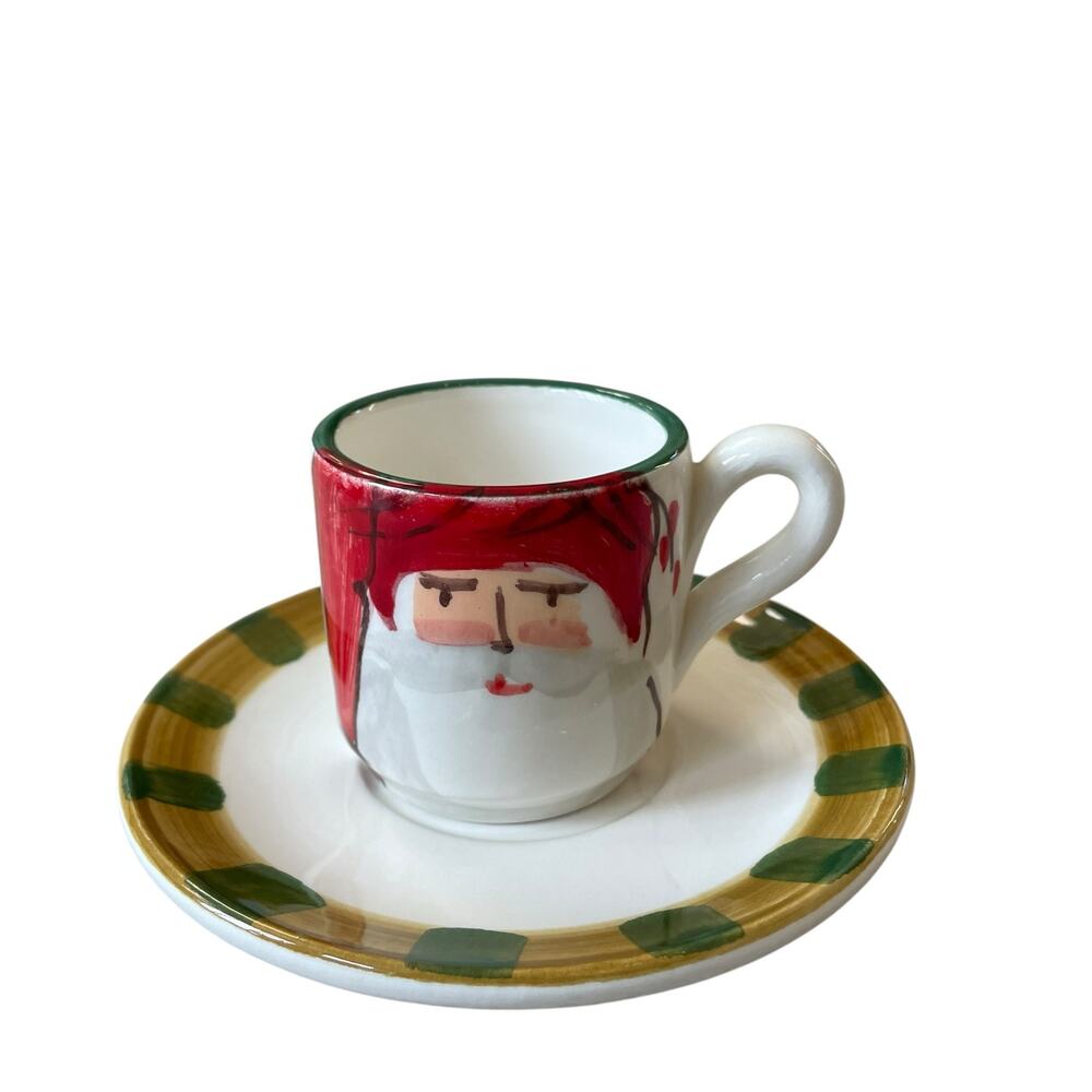Vietri Old St. Nick Espresso Cup Saucer NEW